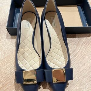 Cole Haan Women's Navy Heels with Gold Buckle